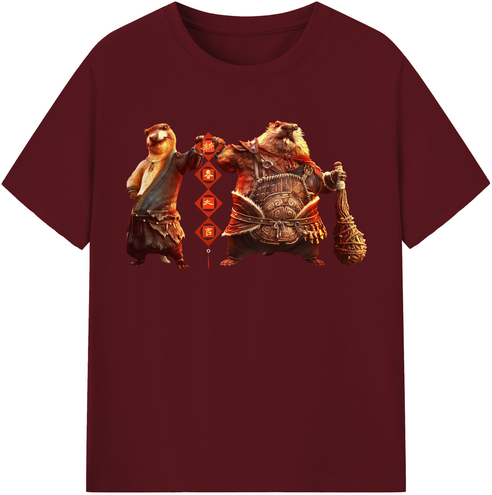 （画像用） Ne Zha 2 ナタ 魔童の大暴れ 綿100％半袖Tシャツ（フロントプリント）